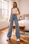 Ripped S.o.l.m.a.z Blue Snow Wash Super High Waist Loose Jean Trousers. (super High) Wide Leg - 4