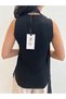 Black Sleeveless Asymmetrical Turtleneck Shawl Detailed Knitwear - 8