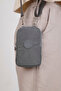 Gray Wallet, Phone Holder, Crinkle Waterproof Fabric, Crossbody Shoulder Bag, 18X11Cm - 5