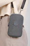 Gray Wallet, Phone Holder, Crinkle Waterproof Fabric, Crossbody Shoulder Bag, 18X11Cm - 7