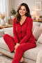 Women's Camisole Baby Overlock Bow Detailed Long Sleeve Pajama Set