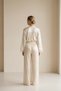 Cream wide cut trousers with waist adjustment - 2