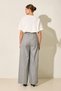 Gray Melange Cotton Blend Comfortable Cut Trousers with Buttons and Pleated Detail at the Waist and Pockets - 5