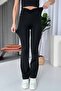 Women's Tights with Ruffle Detail - Black