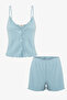 Women's Thin Strap Lace Bow Cotton Shorts Pajamas Set - 2