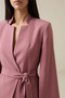 Dusty Rose Jacket with Sleeve and Waist Tie Detail and Full-Fit Pants Set - 3