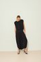 Black Draped Blouse with Pleated Detail and Full-Fit Skirt - 4