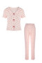 Women's Short-Sleeved Bow-Detail Corded Fabric Pajama Set - 5