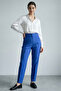 Cobalt Blue Front Bias High Waist Women's Pants Mg2425