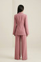Dusty Rose Jacket with Sleeve and Waist Tie Detail and Full-Fit Pants Set - 4