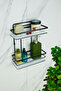 Bathroom and Cosmetic Organizer with Crystal Shelf and Stainless Lamas Double Black Bathroom Shelf Shampoo Rack - 2