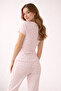 Women's Short-Sleeved Bow-Detail Corded Fabric Pajama Set - 4