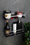 Crystal Shelf Chrome Double Lamas Bathroom and Cosmetic Organizer Adhesive Bathroom Shelf Shampoo Rack - 2