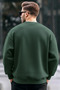 Chest Printed Cotton Men's Dark Green Sweatshirt - 5