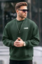 Chest Printed Cotton Men's Dark Green Sweatshirt - 2
