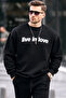 Written Design Cotton Casual Men's Black Sweatshirt