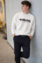 Wellbeing Themed Printed Men's Ecru Sweatshirt - 4