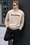 Written Design Cotton Casual Men's Beige Sweatshirt - 4