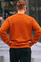 Written Design Cotton Casual Men's Orange Sweatshirt - 6
