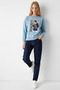 Women's Cmbn Teddy Bear Printed B.Blue Sweatshirt - 3