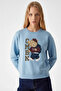 Women's Cmbn Teddy Bear Printed B.Blue Sweatshirt