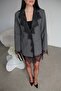 Tulle Detail Padded Shoulders Lined Design Premium Anthracite Gray Jacket - 4
