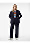 Straight Fit Pocketed Straight Wide Leg Striped Trousers - 2