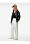 Long Sleeve Zippered Pocketed Stand Collar Faux Leather Crop Jacket - 2