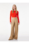 Pleat Detailed Wide Leg Fabric Trousers