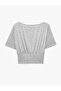 Short Sleeve Viscose Blend Boat Neck Waist Accent Crop T-Shirt - 4