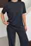 Women's Modal Fabric Short Sleeve Tracksuit Set 1098 Smoked - 3