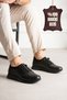 Hero Genuine Leather Black Men's Casual Sneaker Shoes with Elastic Ankle Detail