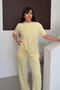 Women's Modal Fabric Short Sleeve Tracksuit Set 1098 Yellow - 5