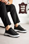 Atlas Genuine Leather Black Men's Classic Lace-Up White Thick Sole Casual Sneaker