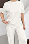 Women's Modal Fabric Short Sleeve Tracksuit Set 1098 Ecru - 3