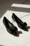 Naomi Black Double Bow Low Heeled (1.5 cm) Pointed Toe Casual Ballet Flats - 5
