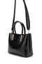 Women's Black 3-Compartment Leather Hand and Shoulder Bag with Gold Detail - 8