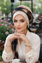 بونيه وشاح بنمط الباتيك باللون البني العظمي - 2