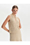 Damla Collar Beige Knitwear Top - 2