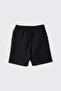 Baby Boy Elastic Embroidery Detailed Ottoman Fabric Black Shorts