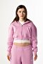 Flaw Embroidered Pink Zip Crop