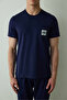 Navy Blue Never Men's Slogan Printed Short Sleeve Cotton Pajama Set - 4