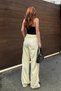Women's Yellow Pleated Palazzo Pants with Pencil Detail - 8