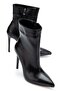 S-2008 Black Wrinkled Zippered Pointed Toe Stiletto Heel Daily Women's Boots - 4