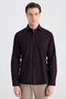 Ds Damat Slim Fit Burgundy Dobby Shirt