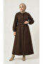 Fatoma Coat with Elasticated Sleeves and Hidden Zipper-Nl1181 Brown