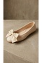 Women's Beige Bow Detailed Leather Ballerinas 1cm Byndmtf04 - 6