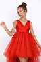Girl's Red Wrap Graduation Birthday Dress - 4