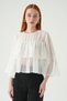 White Crew Neck Layered Blouse 251181 - 2
