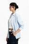 Blue Long Sleeve Women's Linen Shirt - 5
